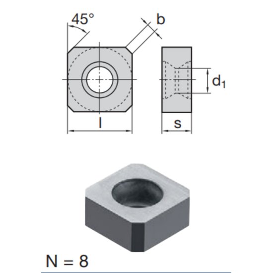 Picture of LMT Fette SNKQ 1205 AN 1187-13 LCK10M Milling Insert Square